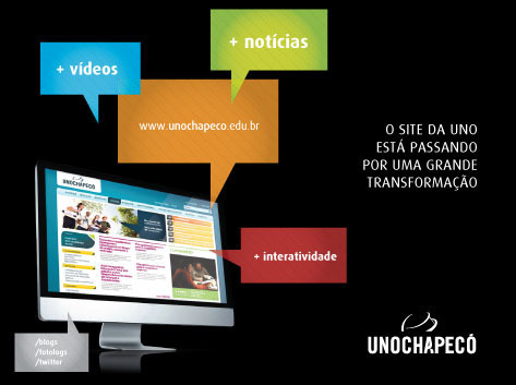 O novo portal da Unochapecó surgiu da necessidade de modernizar a linguagem – tanto textual quanto visual – da principal ferramenta de comunicação institucional