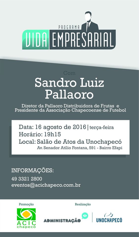Vida profissional de Sandro Pallaoro é tema de palestra na Unochapecó